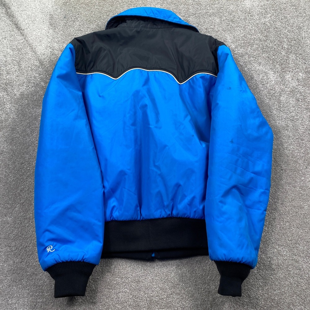 Roffe Ski Jacket Mens L Blue Black Western Yoke Puffer VTG Made in USA - Picture 3 of 8